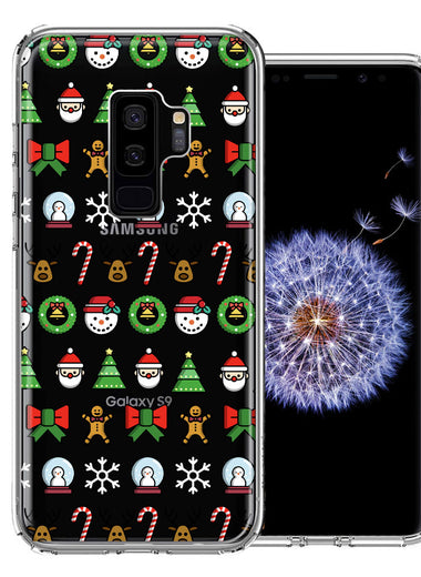 Samsung Galaxy S9 Plus Classic Christmas Polka Dots Santa Snowman Reindeer Candy Cane Design Double Layer Phone Case Cover