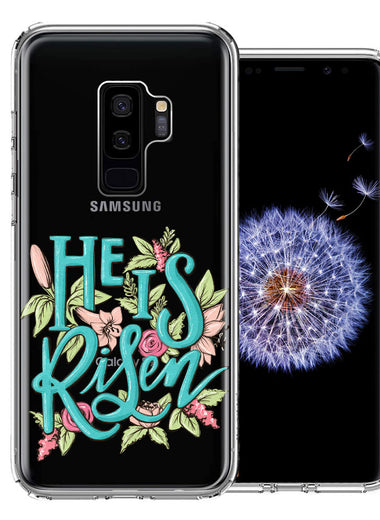 Samsung Galaxy S9 Plus He Is Risen Text Easter Jesus Christian Flowers Double Layer Phone Case Cover