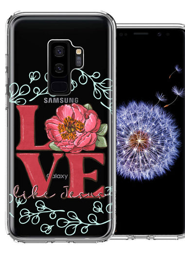 Samsung Galaxy S9 Plus Love Like Jesus Flower Text Christian Double Layer Phone Case Cover