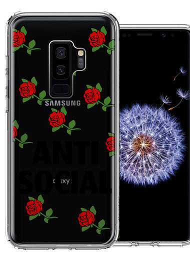 Samsung Galaxy S9 Plus Anti Social Roses Design Double Layer Phone Case Cover