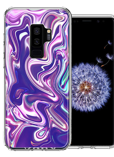 Samsung Galaxy S9 Plus Purple Paint Swirl Design Double Layer Phone Case Cover