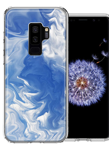 Samsung Galaxy S9 Plus Sky Blue Swirl Design Double Layer Phone Case Cover