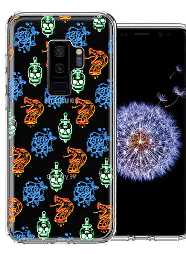 Samsung Galaxy S9 Plus Snakes Skulls Roses Design Double Layer Phone Case Cover