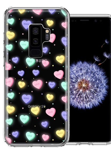 Samsung Galaxy S9 Plus Valentine's Day Heart Candies Polkadots Design Double Layer Phone Case Cover