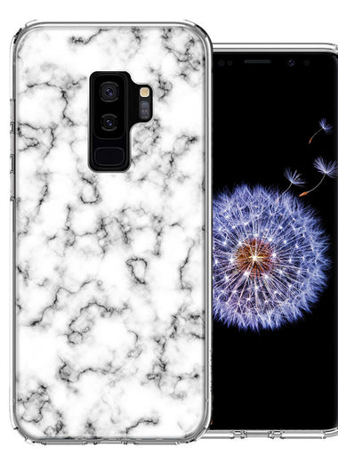 Samsung Galaxy S9 Plus White Grey Marble Design Double Layer Phone Case Cover