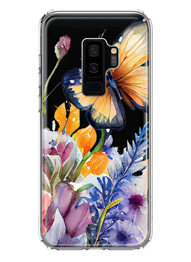 Samsung Galaxy S9 Plus Spring Summer Flowers Butterfly Purple Blue Lilac Floral Hybrid Protective Phone Case Cover