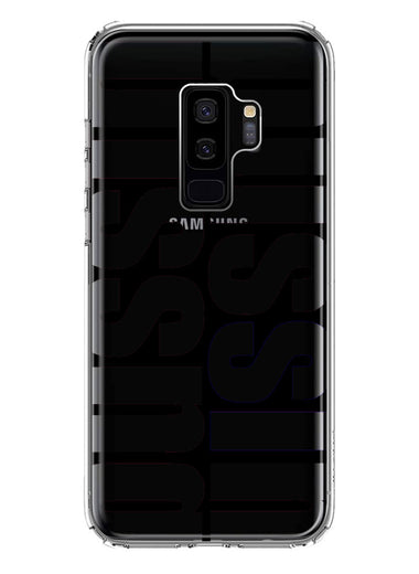Samsung Galaxy S9 Plus Black Clear Funny Text Quote Bussin Hybrid Protective Phone Case Cover