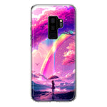 Samsung Galaxy S9 Plus Kawaii Manga Pink Cherry Blossom Japanese Rainbow Girl Hybrid Protective Phone Case Cover