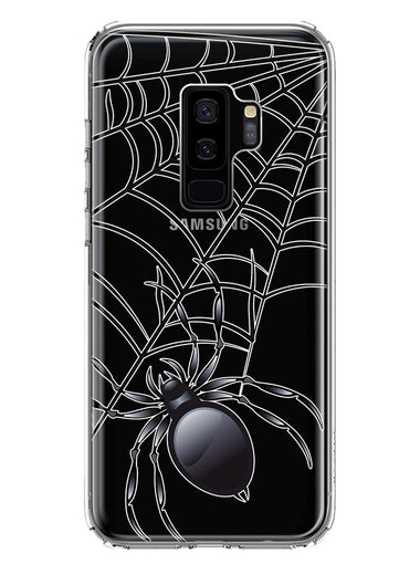 Samsung Galaxy S9 Plus Creepy Black Spider Web Halloween Horror Spooky Hybrid Protective Phone Case Cover