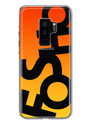 Samsung Galaxy S9 Plus Orange Yellow Clear Funny Text Quote Fosho Hybrid Protective Phone Case Cover