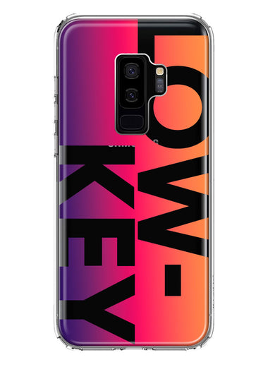 Samsung Galaxy S9 Plus Purple Pink Orange Clear Funny Text Quote Low Key Hybrid Protective Phone Case Cover