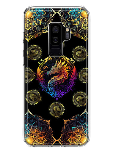 Samsung Galaxy S9 Plus Mandala Geometry Abstract Dragon Pattern Hybrid Protective Phone Case Cover