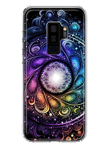 Samsung Galaxy S9 Plus Mandala Geometry Abstract Galaxy Pattern Hybrid Protective Phone Case Cover