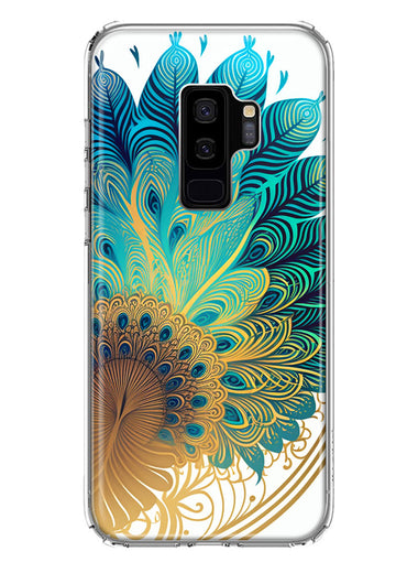 Samsung Galaxy S9 Plus Mandala Geometry Abstract Peacock Feather Pattern Hybrid Protective Phone Case Cover
