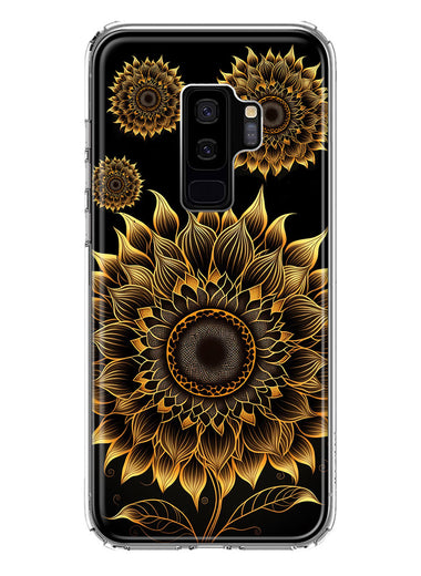Samsung Galaxy S9 Plus Mandala Geometry Abstract Sunflowers Pattern Hybrid Protective Phone Case Cover