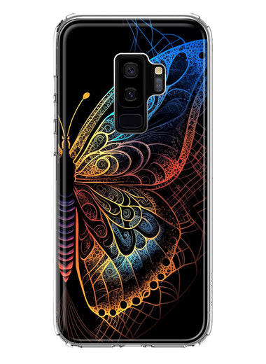 Samsung Galaxy S9 Plus Mandala Geometry Abstract Butterfly Pattern Hybrid Protective Phone Case Cover