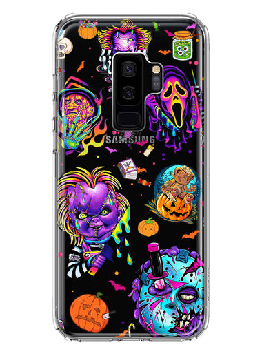 Samsung Galaxy S9 Plus Cute Halloween Spooky Horror Scary Neon Characters Hybrid Protective Phone Case Cover