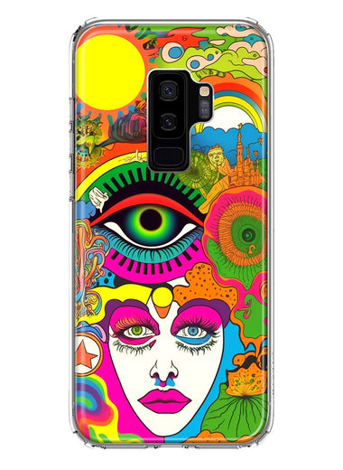 Samsung Galaxy S9 Plus Neon Rainbow Psychedelic Trippy Hippie DaydreamHybrid Protective Phone Case Cover