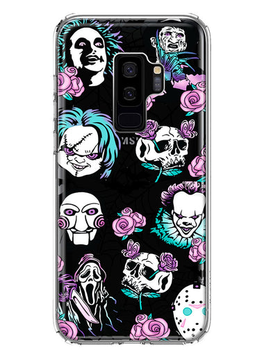 Samsung Galaxy S9 Plus Roses Halloween Spooky Horror Characters Spider Web Hybrid Protective Phone Case Cover