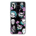 Samsung Galaxy S9 Plus Roses Halloween Spooky Horror Characters Spider Web Hybrid Protective Phone Case Cover