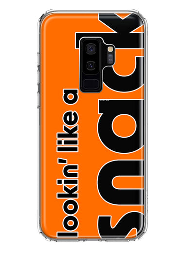 Samsung Galaxy S9 Plus Orange Clear Funny Text Quote Snack Hybrid Protective Phone Case Cover