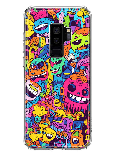 Samsung Galaxy S9 Plus Psychedelic Trippy Happy Characters Pop Art Hybrid Protective Phone Case Cover