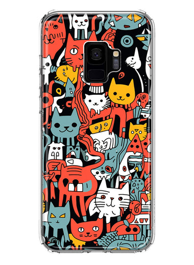 Samsung Galaxy S9 Psychedelic Cute Cats Friends Pop Art Hybrid Protective Phone Case Cover