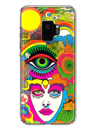 Samsung Galaxy S9 Neon Rainbow Psychedelic Trippy Hippie DaydreamHybrid Protective Phone Case Cover