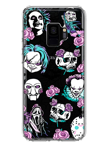 Samsung Galaxy S9 Roses Halloween Spooky Horror Characters Spider Web Hybrid Protective Phone Case Cover