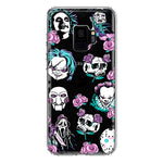 Samsung Galaxy S9 Roses Halloween Spooky Horror Characters Spider Web Hybrid Protective Phone Case Cover