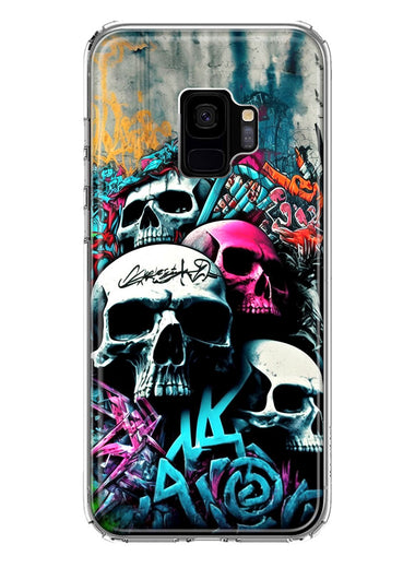 Samsung Galaxy S9 Skulls Graffiti Painting Art Hybrid Protective Phone Case Cover