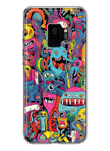 Samsung Galaxy S9 Psychedelic Trippy Happy Aliens Characters Hybrid Protective Phone Case Cover