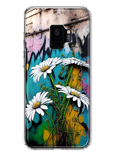 Samsung Galaxy S9 White Daisies Graffiti Wall Art Painting Hybrid Protective Phone Case Cover