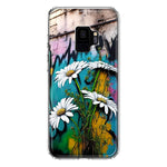 Samsung Galaxy S9 White Daisies Graffiti Wall Art Painting Hybrid Protective Phone Case Cover