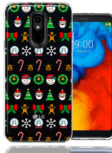LG Aristo 2/3/K8 Classic Christmas Polka Dots Santa Snowman Reindeer Candy Cane Design Double Layer Phone Case Cover