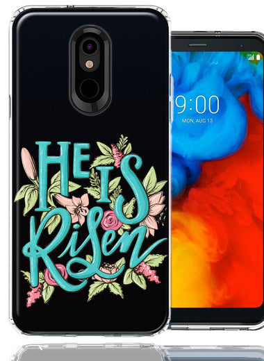 LG K40 He Is Risen Text Easter Jesus Christian Flowers Double Layer Phone Case Cover