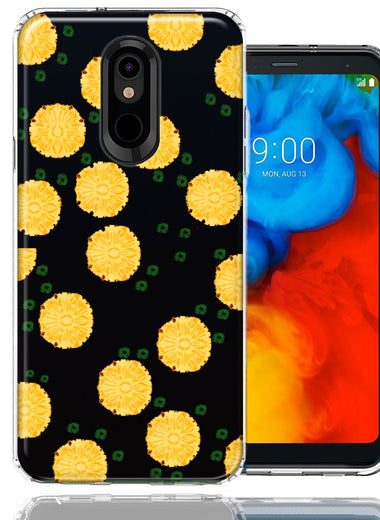 LG Stylo 4 Tropical Pineapples Polkadots Design Double Layer Phone Case Cover