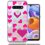LG K51 Pink Purple Origami Valentine's Day Polkadot Hearts Design Double Layer Phone Case Cover