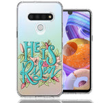 LG Stylo 6 He Is Risen Text Easter Jesus Christian Flowers Double Layer Phone Case Cover