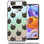 LG K51 Black Cat Polkadots Design Double Layer Phone Case Cover