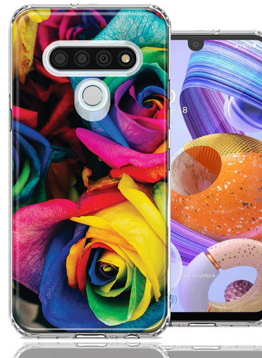 LG Stylo 6 Colorful Roses Design Double Layer Phone Case Cover