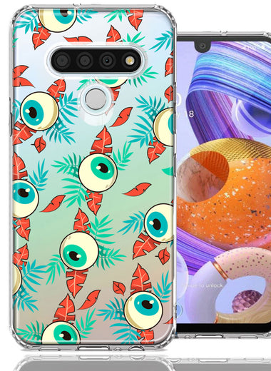 LG K51 Halloween Creepy Tropical Eyeballs Design Double Layer Phone Case Cover