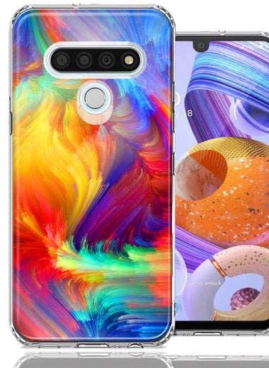 LG Stylo 6 Feather Paint Design Double Layer Phone Case Cover