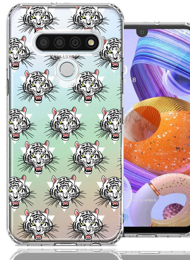 LG K51 Fierce Tiger Polkadots Design Double Layer Phone Case Cover