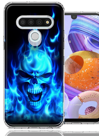 LG Stylo 6 Flaming Skull Design Double Layer Phone Case Cover