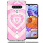 LG K51 Pink Gem Hearts Design Double Layer Phone Case Cover