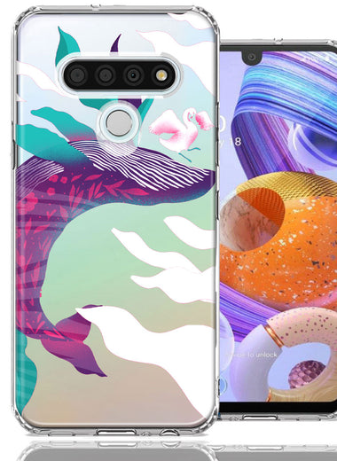 LG K51 Mystic Floral Whale Design Double Layer Phone Case Cover