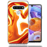 LG Stylo 6 Orange White Abstract Design Double Layer Phone Case Cover