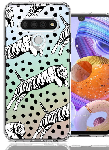 LG K51 Tiger Polkadots Design Double Layer Phone Case Cover