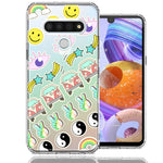 LG K51 70's Yin Yang Hippie Happy Peace Stars Design Double Layer Phone Case Cover